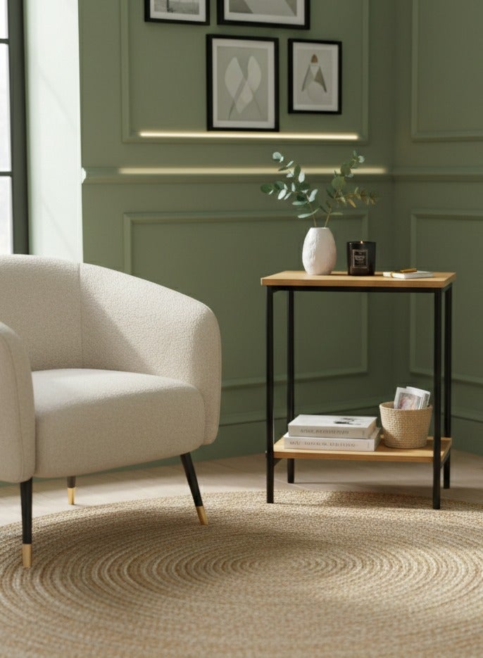 Concent Modern Linea Side Table – Warm Wood & Black Metal Blend in Two Floors - Image 5